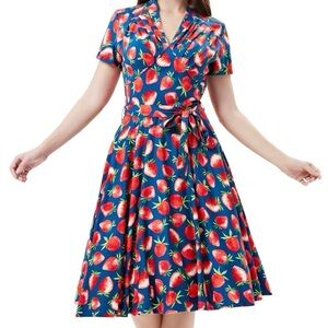 Miss Lulo Strawberry Fields Rose Dress Size Large